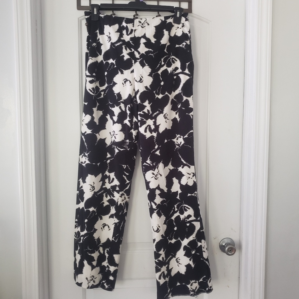 Talbots black & white floral print pants sz 12